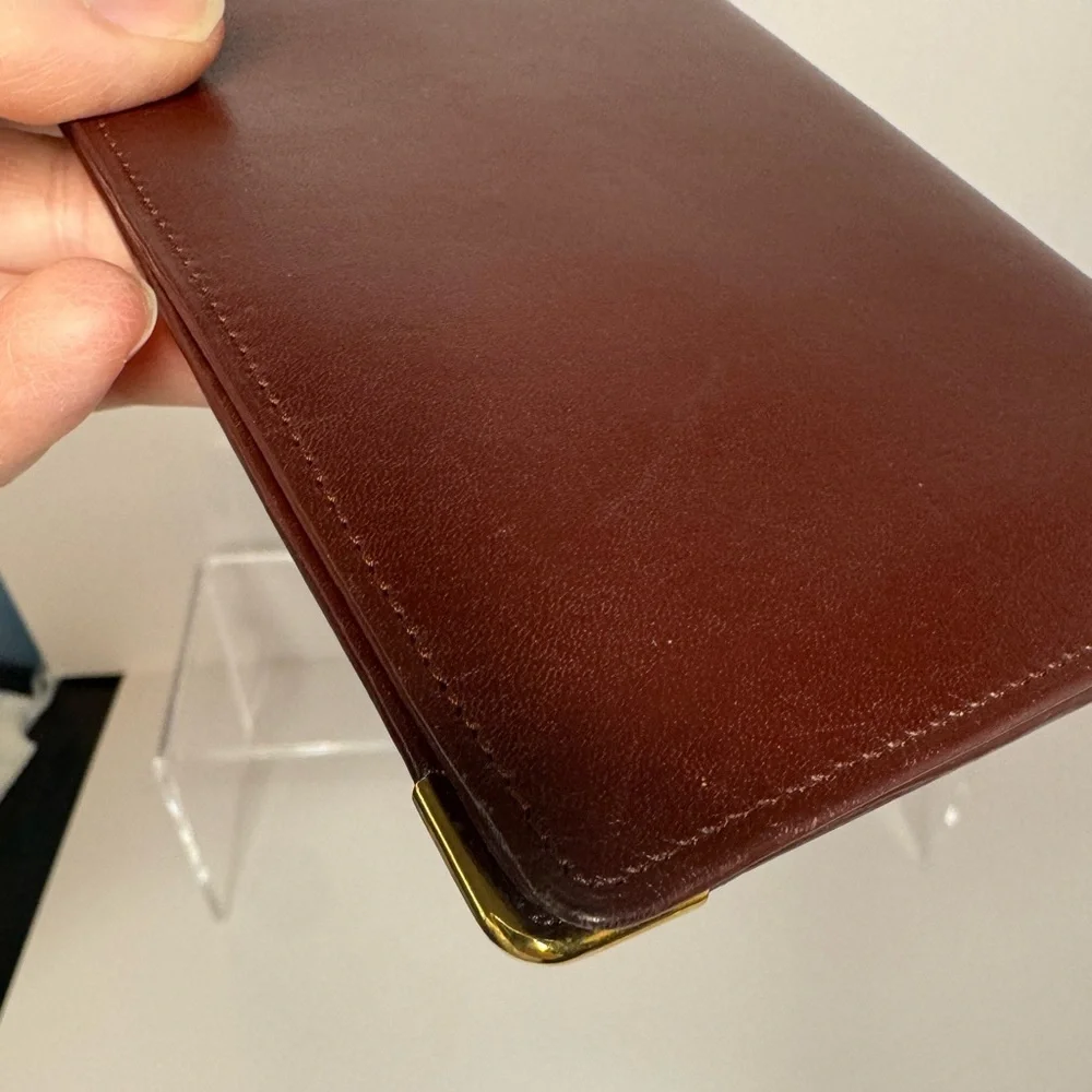 💖#109 Cartier Bordeaux Vintage Bifold Leather Long Wallet